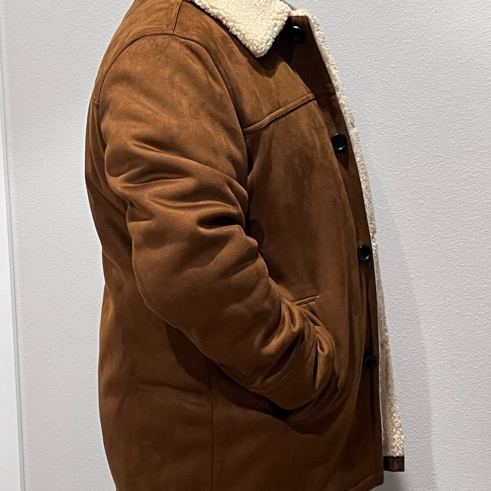 Calvin Klein Men's Tan Suede Bomber Jacket - Picture 2 of 8